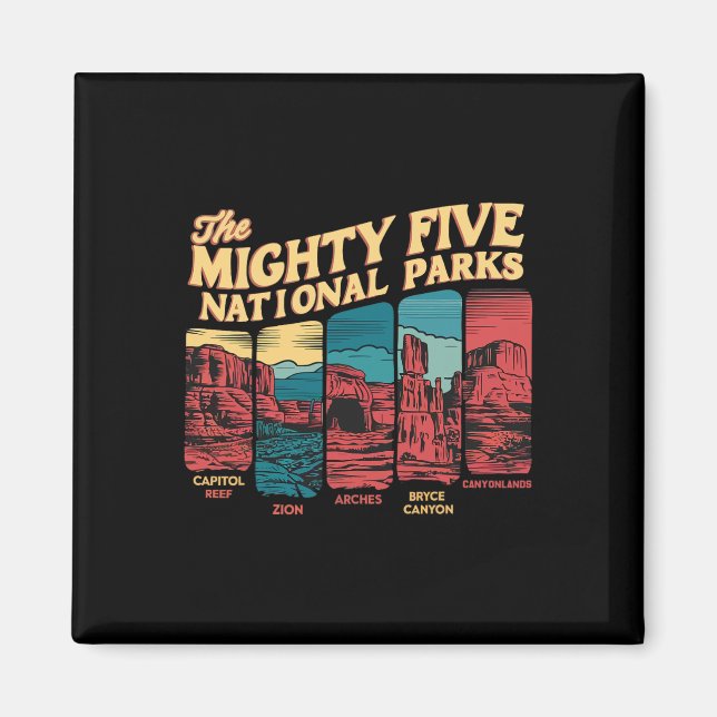 Imán Mighty Five Big 5 Parques Nacionales Senderismo Ca (Frente)