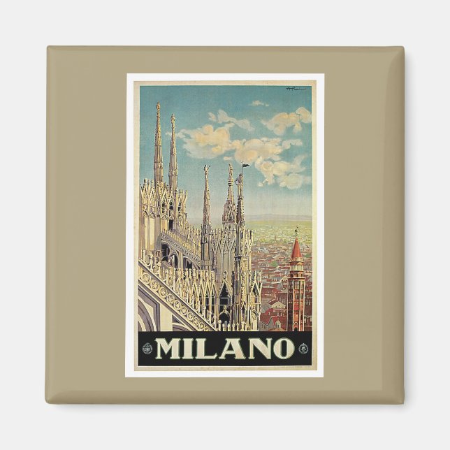 Imán Milán Milán Italia Viaje Vintage Magnet (Frente)