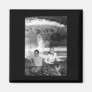 Imán Milicia retro vintage de guerra nuclear nublada co