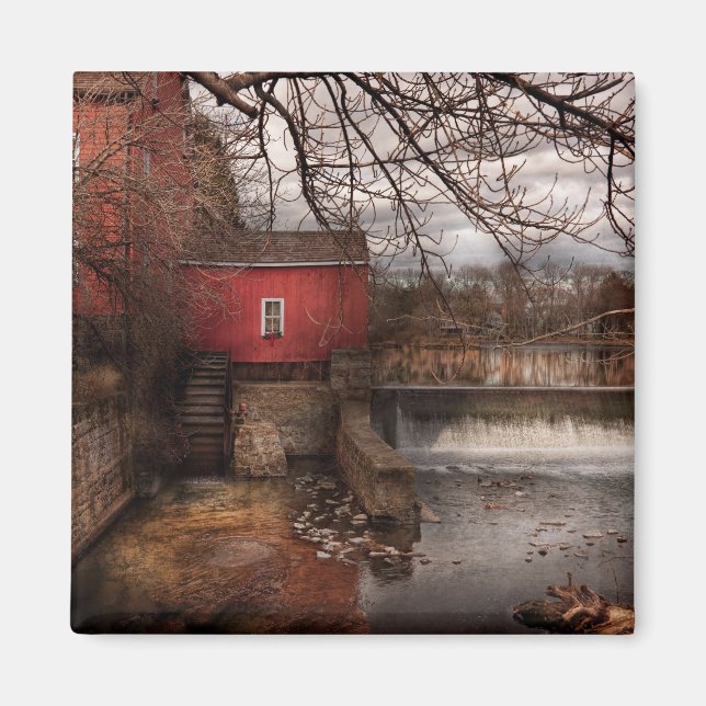 Imán Mill - Clinton, NJ - El molino y la rueda (Frente)