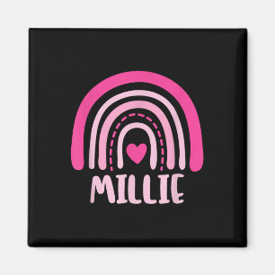 Imán Millie Name Heart Cute Rainbow personalizado