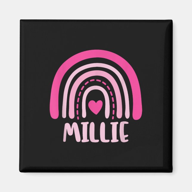 Imán Millie Name Heart Cute Rainbow personalizado (Frente)