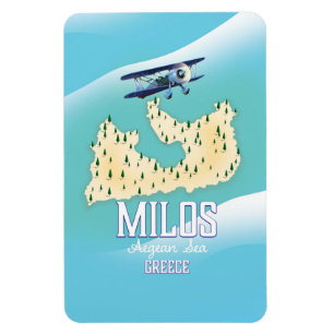 Imán Milos, isla griega Arte de póster de viaje de mapa