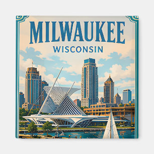 Imán ⛵ Milwaukee Wisconsin Recuerdo desde el frente del