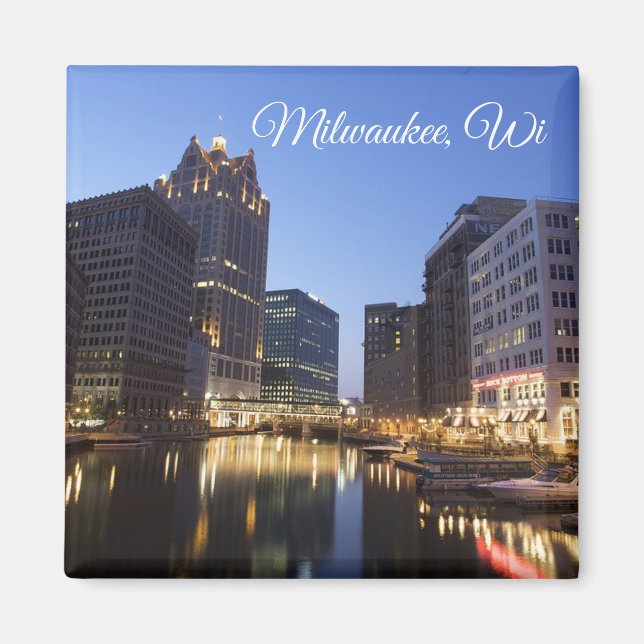 Imán Milwaukee, Wisconsin Souvenir Keepsake (Frente)