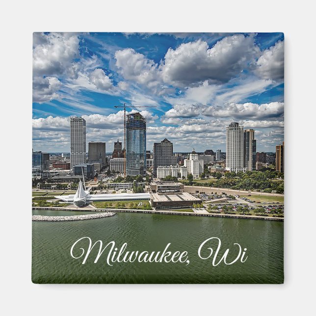 Imán Milwaukee, Wisconsin Souvenir Keepsake (Frente)