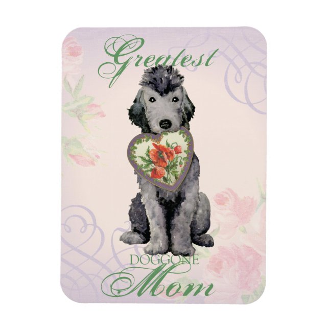 Imán Mimán Bedlington Terrier Heart Mom (Vertical)