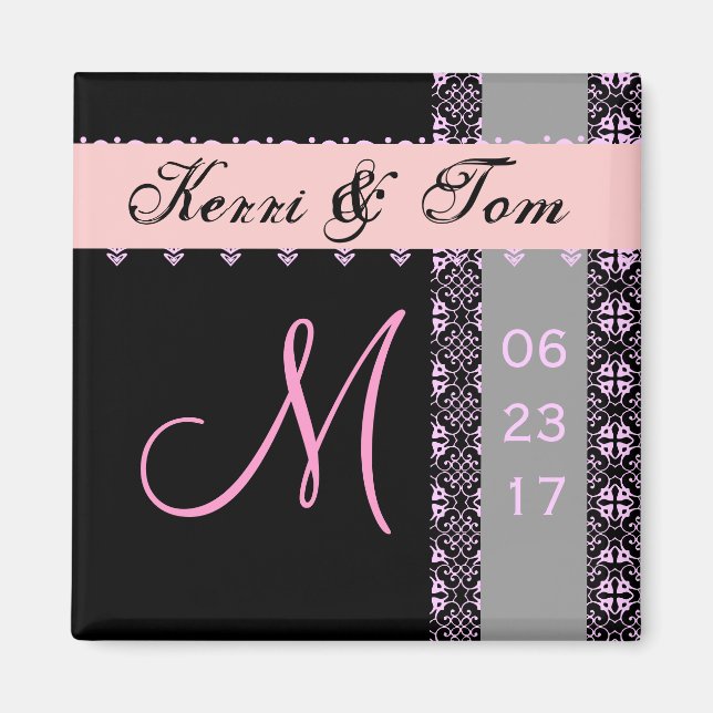 Imán Mimán Boda de la novia Groom Lace BLACK PINK (Frente)