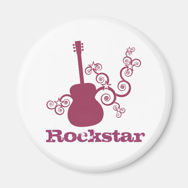 Imán Mimán de guitarra Rockstar, Fuchsia (Frente)