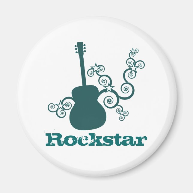 Imán Mimán de guitarra Rockstar, Verde azulado oscuro (Frente)