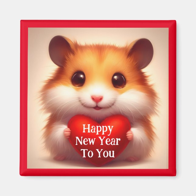 Imán Mimán de Hamster de Año Nuevo (Frente)