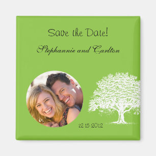 Imán Mimán de Invitación verde/blanca del árbol de prim