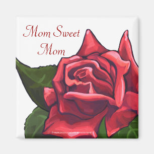 Imán Mimán de mamá dulce de rosa roja pintada