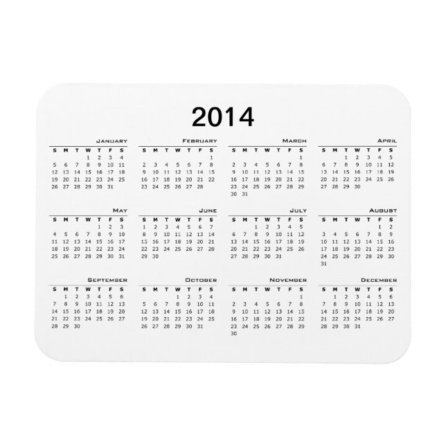 Imán Mimán de Nevera del Calendario 2014 (Horizontal)