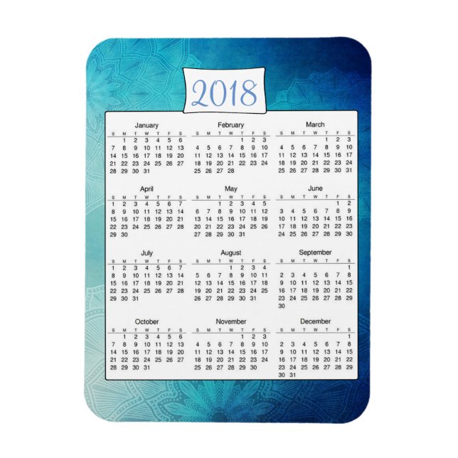 Imán Mimán del calendario de Mandala turquesa mística 2 (Vertical)