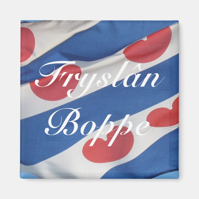 Imán Mimán Fridge Bandera Frisa (Fryslan Boppe) (Frente)