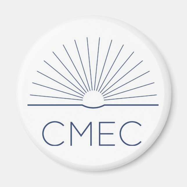 Imán Mimán frigorífico CMEC - blanco con logotipo de ma (Frente)