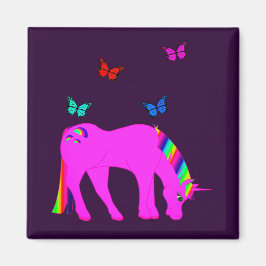 Imán Mimán morado de unicornio y mariposas