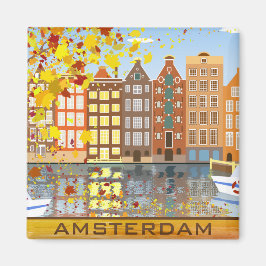 Imán Mimán otoño de otoño colorido del canal de la ciud