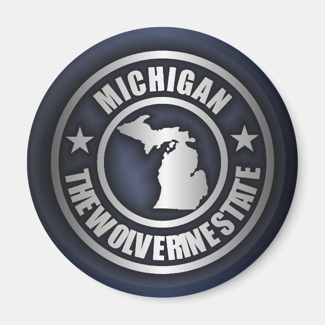 Imán Mimanes "Michigan Steel" (azul) (Frente)