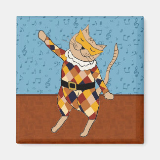Imán Mimbre de la Plaza Dancing Harlequin Kitty