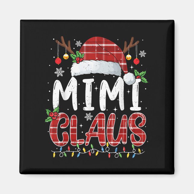 Imán Mimi Claus Christmas Lights Pajama Family Matching (Frente)