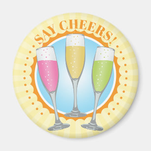 Imán Mimosa Colorful Champagne Glasses Magnet