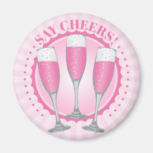 Imán Mimosa Pink Champagne Glasses Magnet