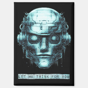 Imán Mind Control Cyberpunk Robot Blue Grunge