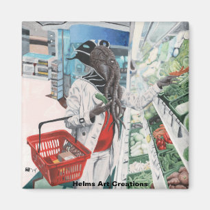 Imán Mind Flayer Grocery Shopping Fantasy Art Magnet