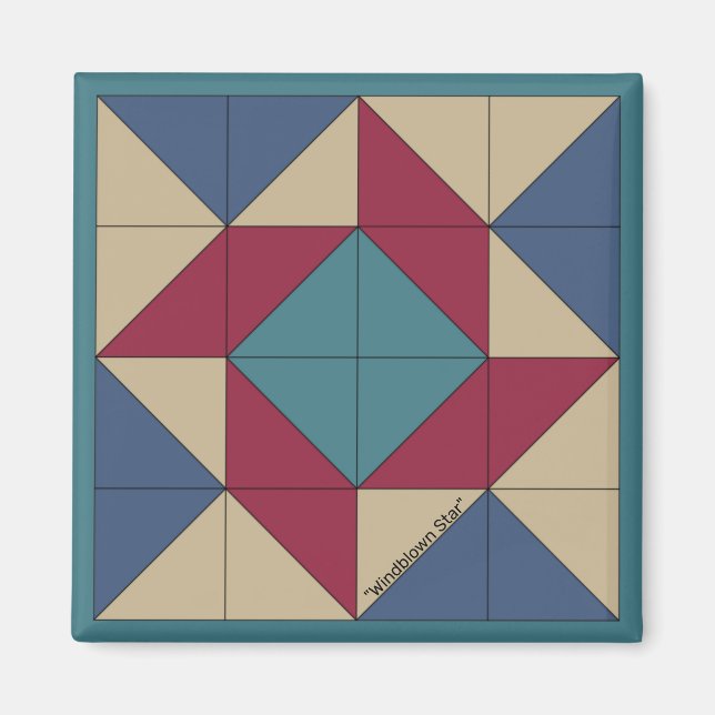 Imán Mini Barn Quilt Americana PinWheel Magnet (Frente)