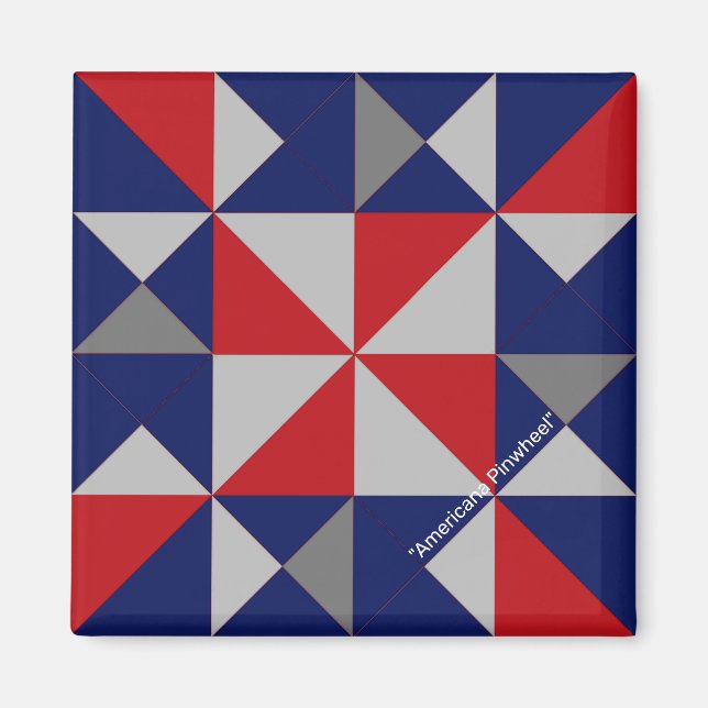 Imán Mini Barn Quilt Americana PinWheeler (Frente)