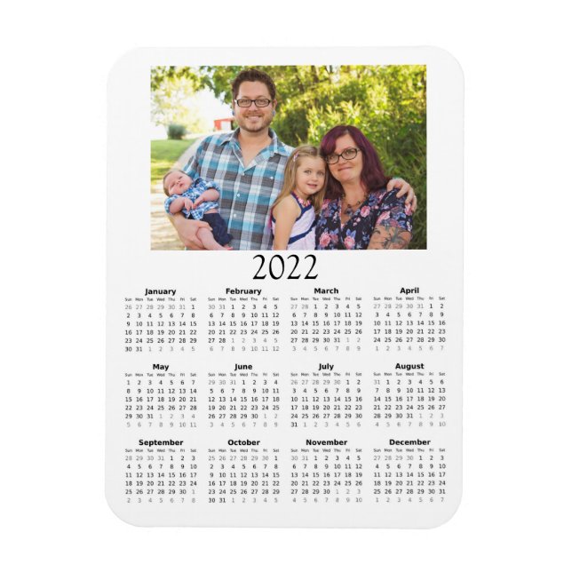 Imán Mini Calendario de fotos personalizado de 2022 (Vertical)