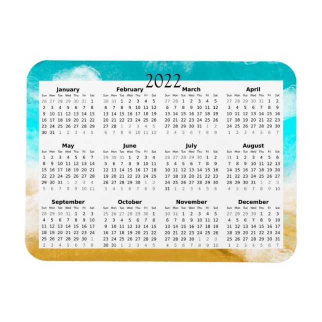 Imán mini calendario de playa 2022 (Horizontal)