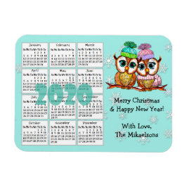 Imán Mini Calendario Verde azulado de Copos de Nieve 20