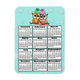Imán Mini Calendario Verde azulado de Copos de Nieve 20