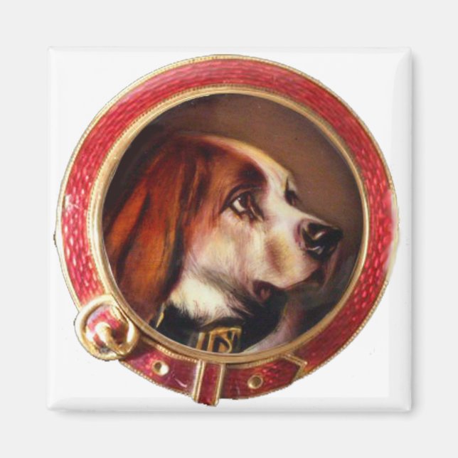 Imán MINIATURA PERRO RETRATA BLOdhound (Frente)