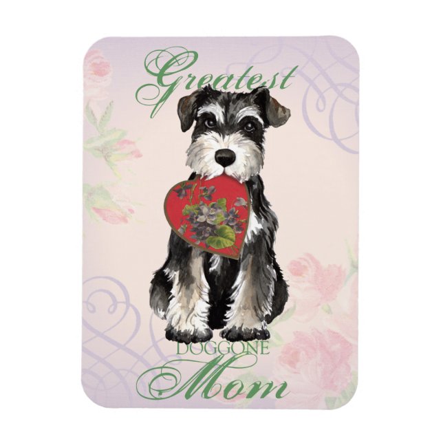 Imán Miniatura Schnauzer Heart Mom (Vertical)