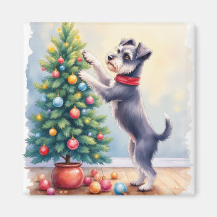 Imán Miniature Schnauzer decorando árbol de Navidad per
