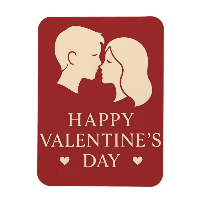 Imán Minimal Couple Silhouette Romantic Valentines Hear (Vertical)