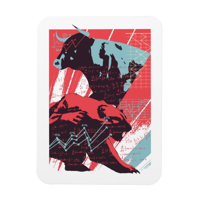 Imán Minimal Stock Market Bull Bear Chart (Vertical)