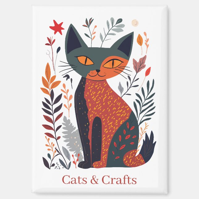 Imán Minimalist Autumn Folk Illustration (Anverso)