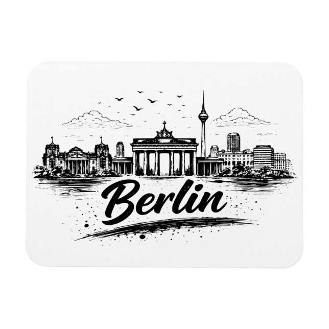 Imán Minimalist Berlin Germany Cityscape Art (Horizontal)