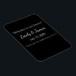 Imán Minimalist Black Cat Silhouette<br><div class="desc">Stylish black cat silhouette in minimalist style – perfect for Halloween, pet lovers, and chic everyday gifts. Add a touch of mysterious charm and feline elegance to your lifestyle with this minimalist black cat silhouette design. Featuring a sleek and sophisticated illustration of a black cat in profile, this versatile artwork...</div>