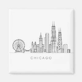 Imán Minimalist Chicago Skyline Line Art
