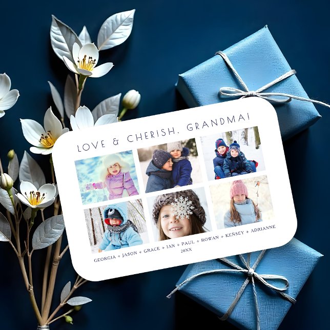 Imán Minimalist Cute 6 Multi Photos Collage Keepsake (Minimalist Cute 6 Photos Collage Keepsake for Family: Mom, Nanna, dad... Magnet.)