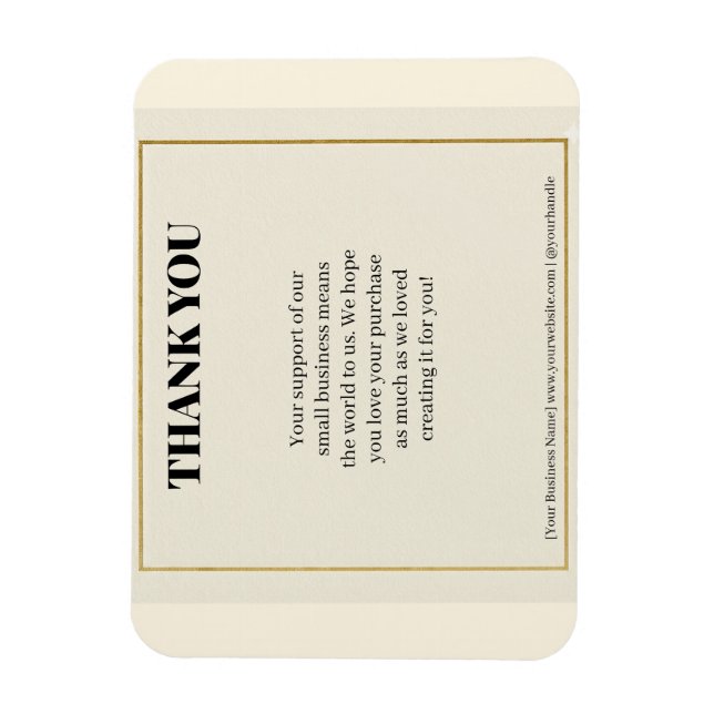 Imán Minimalist Gold Border Luxury Business Thank You P (Vertical)