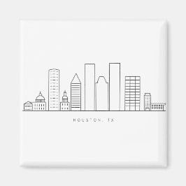 Imán Minimalist Houston City Skyline Illustration
