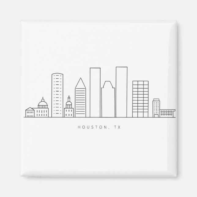 Imán Minimalist Houston City Skyline Illustration (Frente)