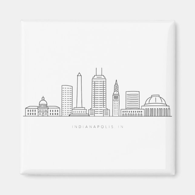 Imán Minimalist Indianapolis Skyline Illustration (Frente)